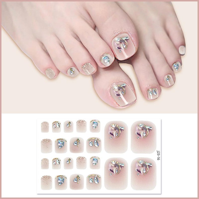 New waterproof toenail stickers with a trendy crystal glitter finish.
